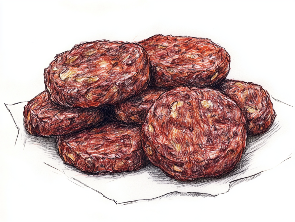 raw_hamburger_patties_color_marker_pen